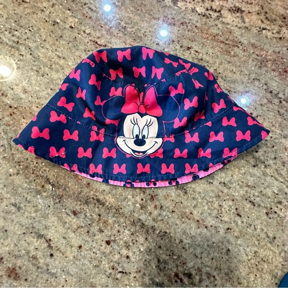 Pink Kids' Bucket Hat with Navy Character Silhouettes Reversible